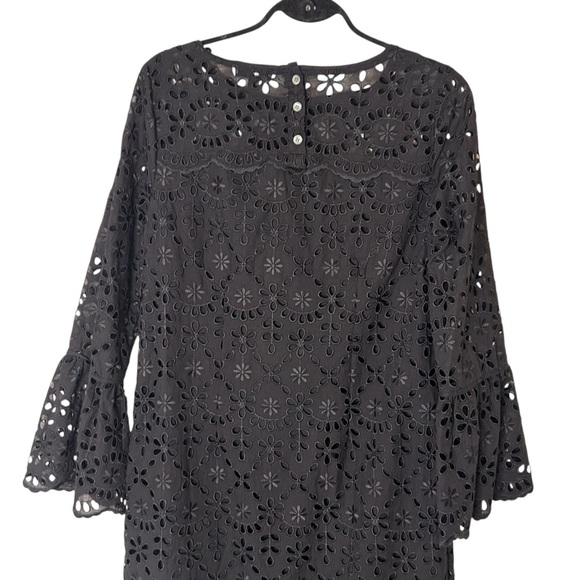 J Crew Bell Sleeve Dress in Embroidered Eyelet Black- Size 4T - Picture 6 of 16